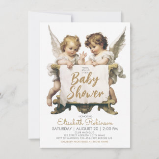Änglar Baby Shower Personlig Inbjudningar