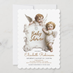 Änglar Baby Shower-Personlig Inbjudningar