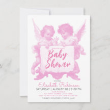 Änglar Baby Shower Rosa Personlig 