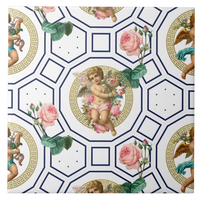 Änglar,Baroque,rococo,vintage Kakelplatta (Framsidan)