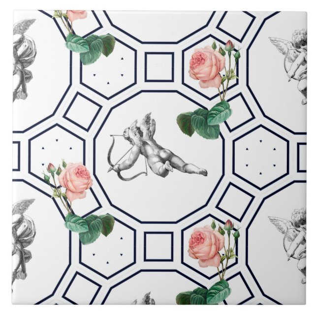 Änglar,Baroque,rococo,vintage Kakelplatta (Framsidan)