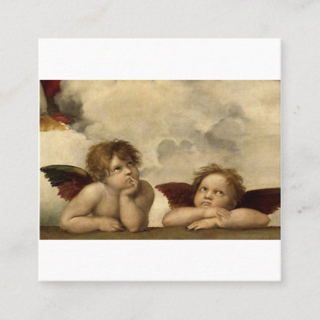 Änglar Cherubs Raphael Santi Sistine Madonna Sweet Fyrkantigt Visitkort (Framsida)