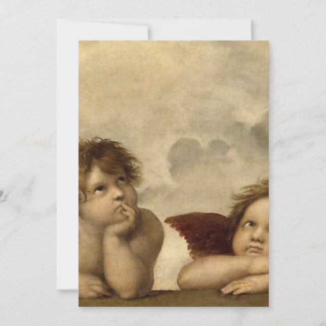 Änglar Cherubs Raphael Santi Sistine Madonna Sweet Inbjudningar (Framsida)