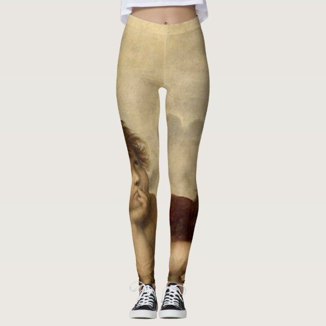 Änglar Cherubs Raphael Santi Sistine Madonna Sweet Leggings (Framsida)
