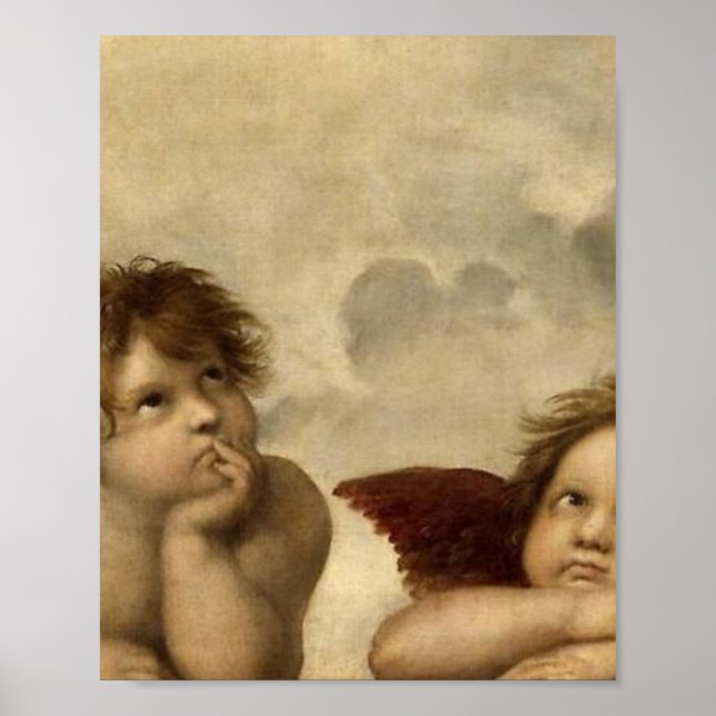 Änglar Cherubs Raphael Santi Sistine Madonna Sweet Poster (Framsidan)
