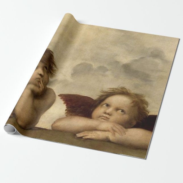 Änglar Cherubs Raphael Santi Sistine Madonna Sweet Presentpapper (Utrullad)