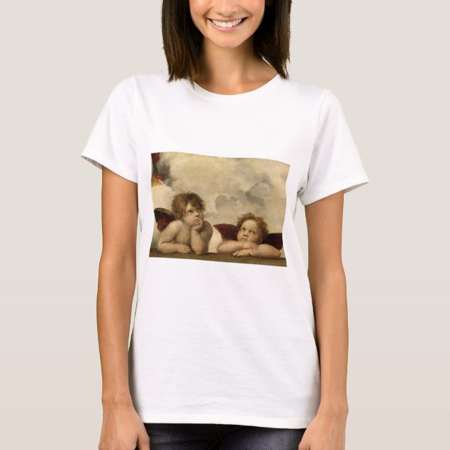 Änglar Cherubs Raphael Santi Sistine Madonna Sweet T Shirt (Framsida)