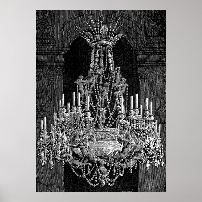 Änglar Crystal Chandelier Lighting Vintage art Poster (Framsidan)