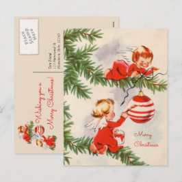 Änglar dekorera vykortet Julgran Helg Vykort