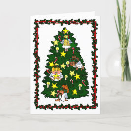 Änglar dekorerar Julgran Helgdag-kort Helgkort