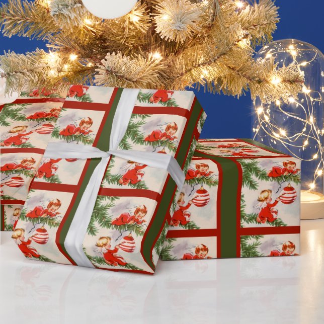 Änglar dekorerar julgranen presentpapper (Helgdagar)