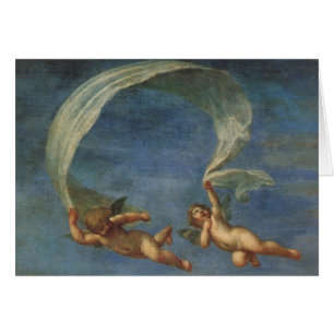 Änglar Detail från Adonis Led av Cupids av Albani Hälsningskort