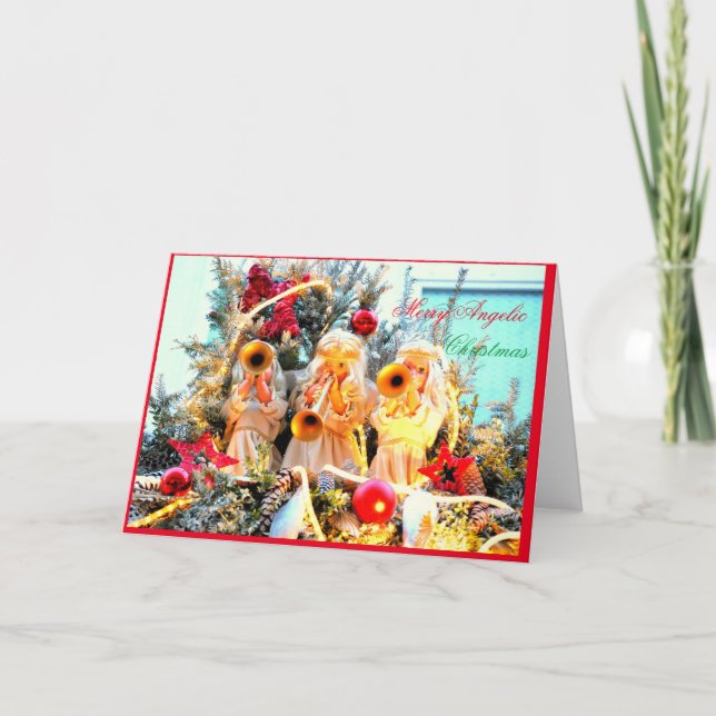 Änglar dumpar God jul Helgkort (Framsida)