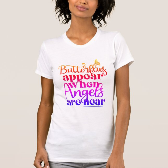 "Änglar framträder..." flerfärgad fjäril T Shirt (Framsida)