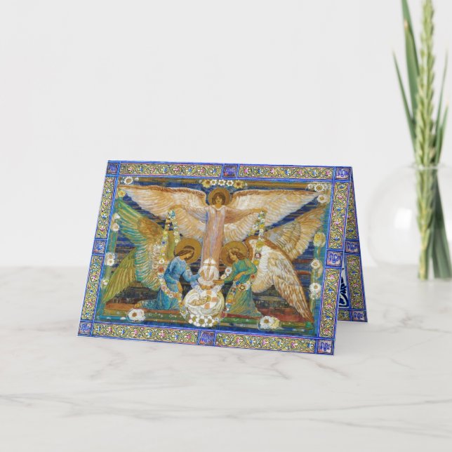 Änglar Garlanding den begynna Kristus Helgkort (Framsida)