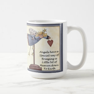 Änglar har långt en klassiker 15 uns. Vitmugg Kaffemugg