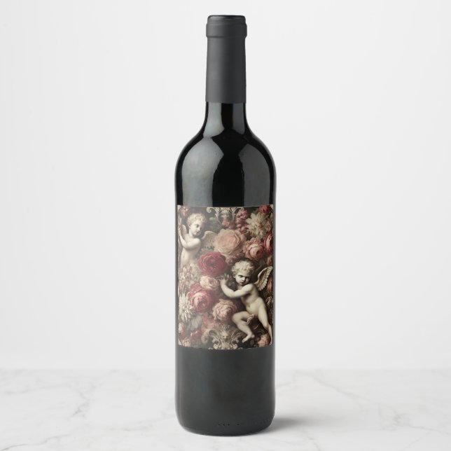Änglar i Discord - Gothic Baroque Vinflaska Etikett (Framsida)