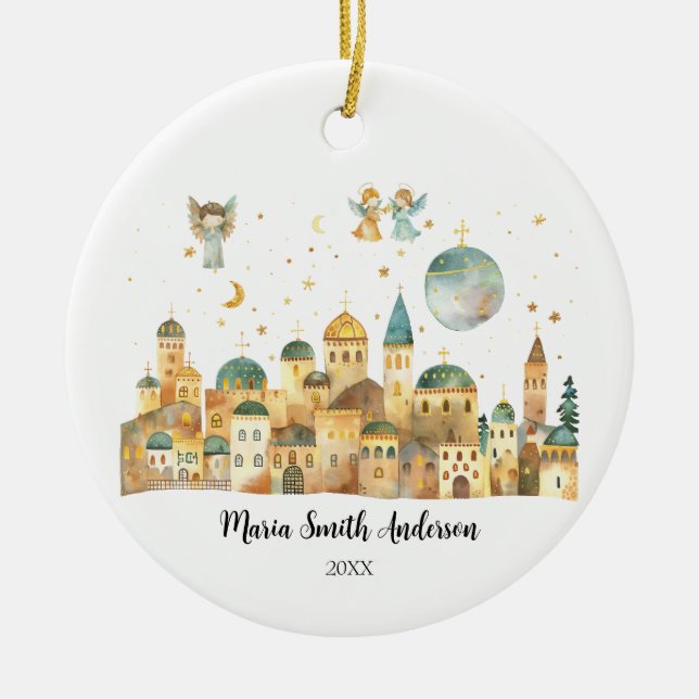 Änglar i Jerusalem Visa jultomhet Julgransprydnad Keramik (Framsidan)