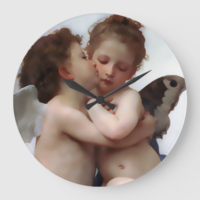 Änglar Kiss Wall Clock Stor Klocka (Framsida)