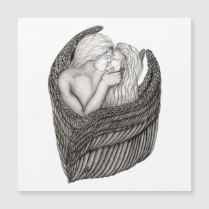 Änglar Kissing , svartvit design