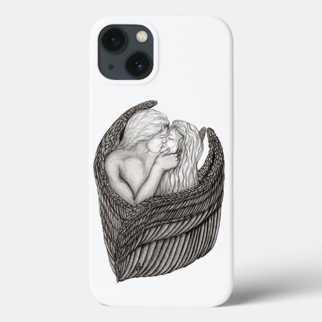 Änglar Kissing , svartvit design (Baksida)