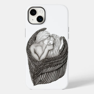 Änglar Kissing , svartvit design