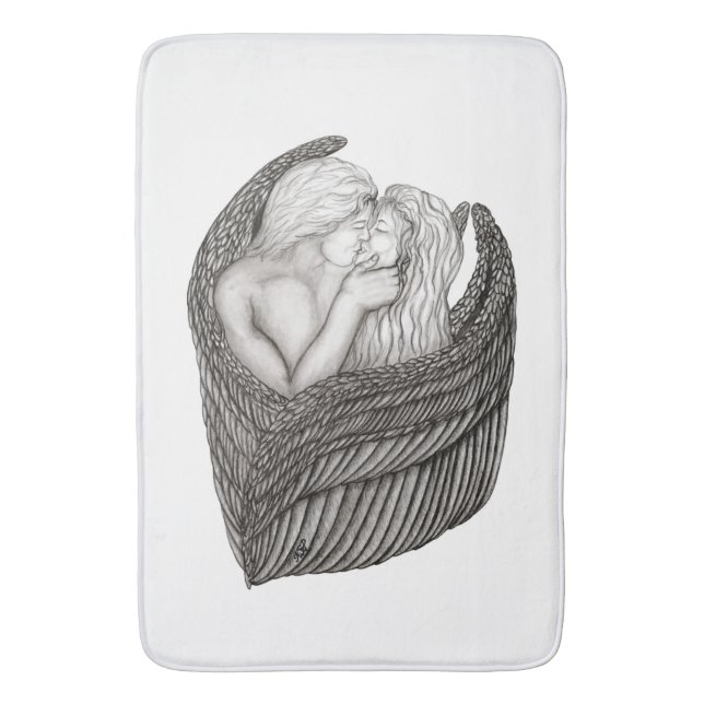 Änglar Kissing , svartvit design Badrumsmatta (Framsidan (Vertikal))