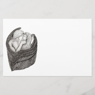 Änglar Kissing , svartvit design Brevpapper