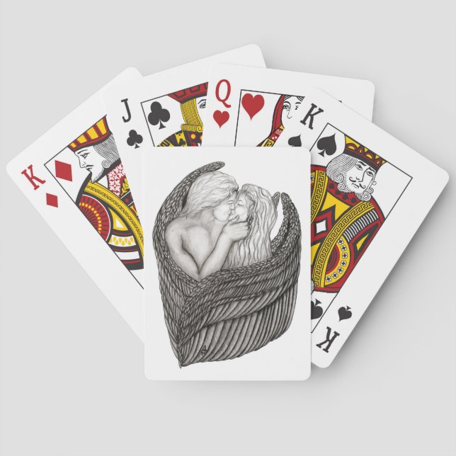 Änglar Kissing , svartvit design Casinokort (Baksidan)