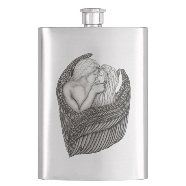 Änglar Kissing , svartvit design Fickplunta (Framsidan)