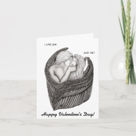 Änglar Kissing , svartvit design Helgkort