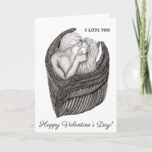 Änglar Kissing , svartvit design Kort