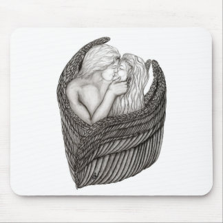 Änglar Kissing , svartvit design Musmatta