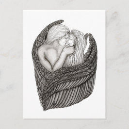 Änglar Kissing , svartvit design Vykort