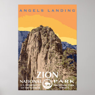 Änglar landande Zion National Park Travel Poster