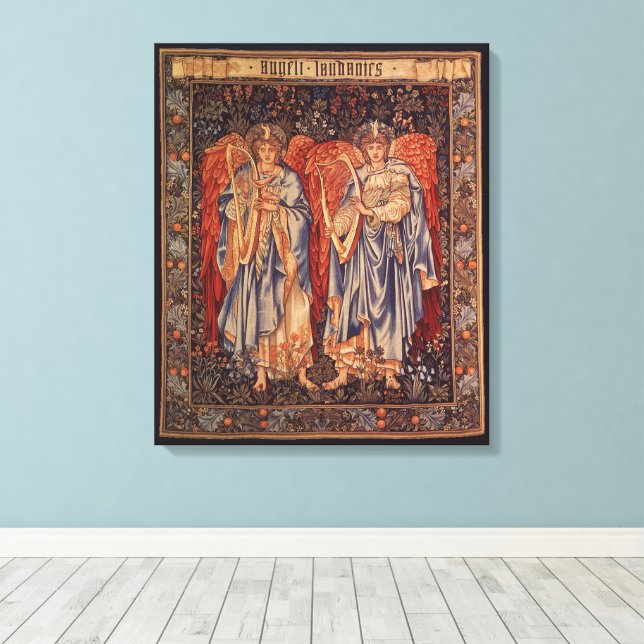 Änglar Laudantes (Lovprisande Änglar) av Burne Jon Canvastryck (Insitu (trägolv))