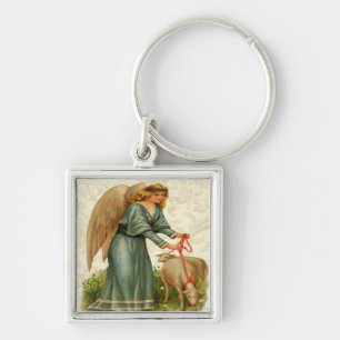 Änglar Little Lamb Keychain Fyrkantig Silverfärgad Nyckelring