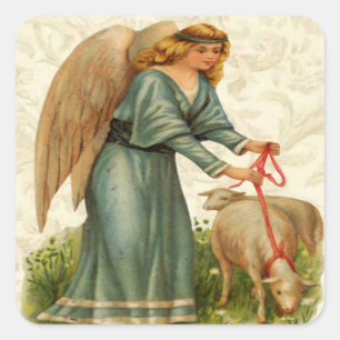 Änglar Little Lamb Stickers Fyrkantigt Klistermärke