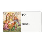 Änglar med Baby Jesus Fraktsedel<br><div class="desc">Vackra vintage bild av änglar som knackade vid Baby Jesus.</div>