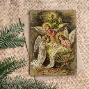 Änglar med Baby Jesus Vintage jul
