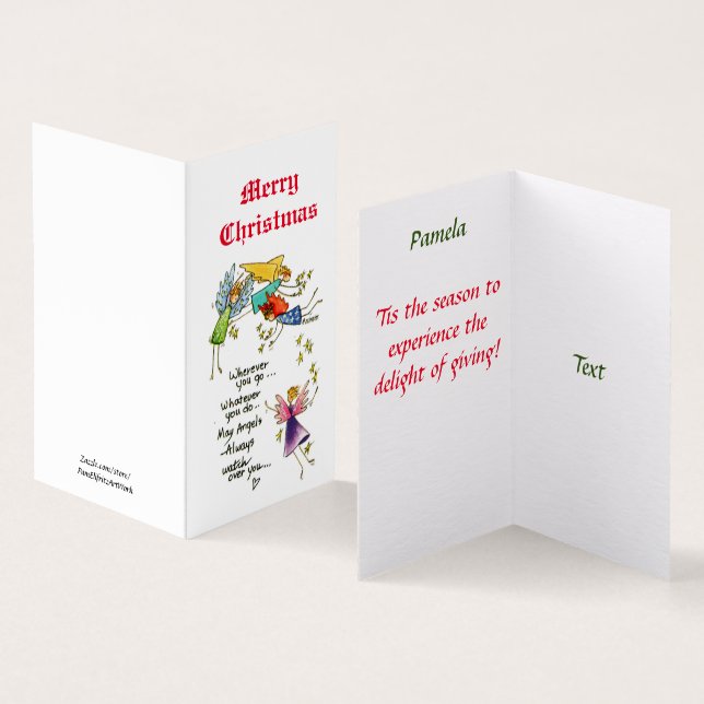 Änglar med dig vid julfärgsgrafik kort (In- och utsida)