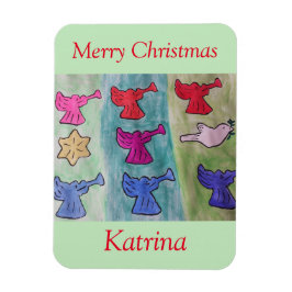 Änglar med flexibla trumpeter magnet