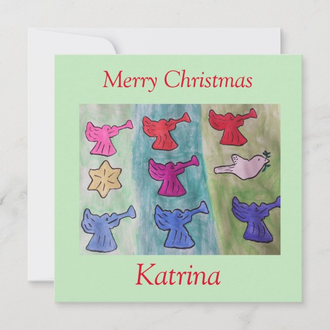 Änglar med trumfkort för full jul kort (Framsida)