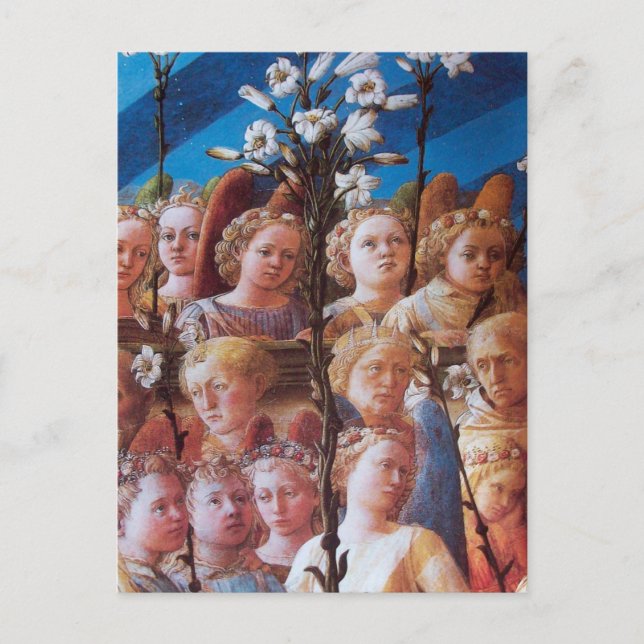 ÄNGLAR MED VIT LILILIES CHRISTMAS HELGDAG CARD HELG VYKORT (Framsida)