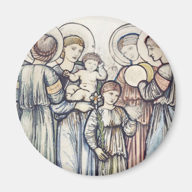 Änglar och barn av Sir Edward Burne-Jones Magnet (Framsidan)