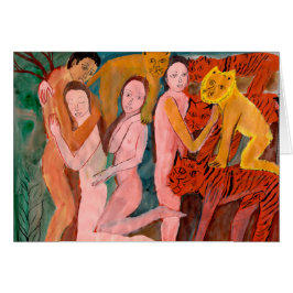 Änglar och lejon hälsningskort