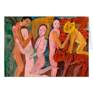 Änglar och lejon hälsningskort