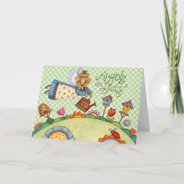 Änglar om tull - gratulationskort kort (Framsida)
