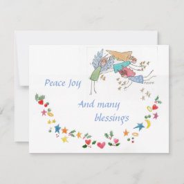 Änglar önskar er fred och lycka till och många väl julkort