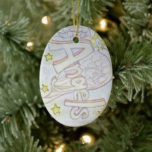 Änglar Ord Art Anpassningsbar Pendant Ornaments Julgransprydnad Keramik